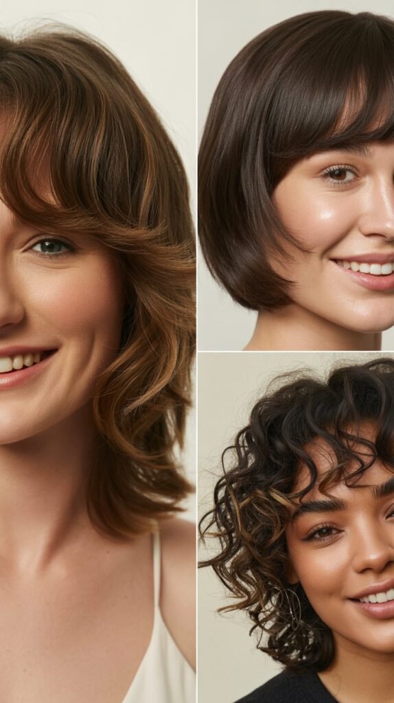 Curved Side Bangs With Face-Contouring Layers