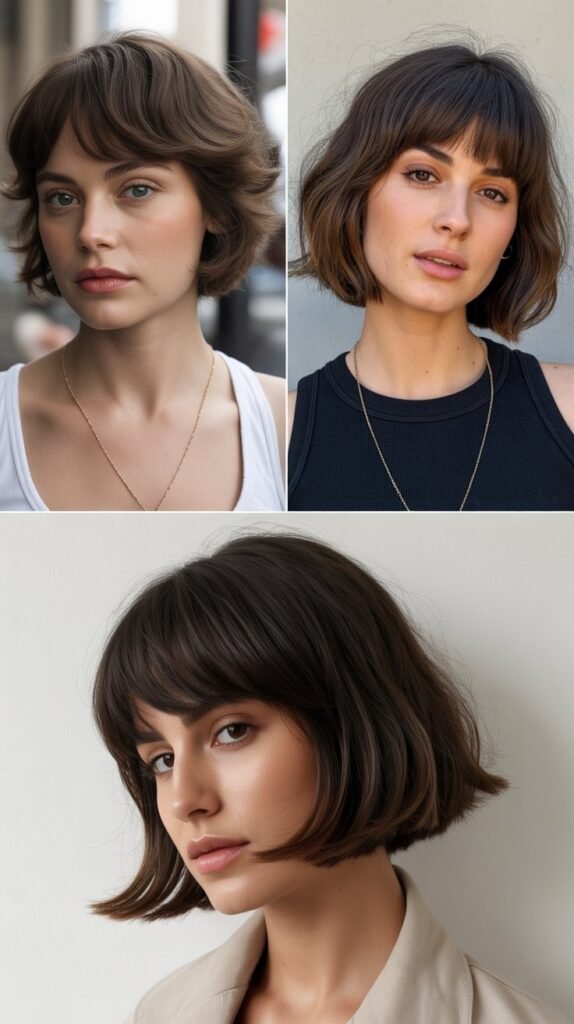  Eyebrow-Grazing Bangs With Layered Bob