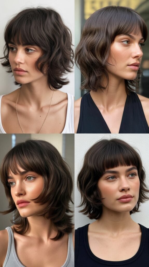 Straight Blunt Bangs With Layered Shag