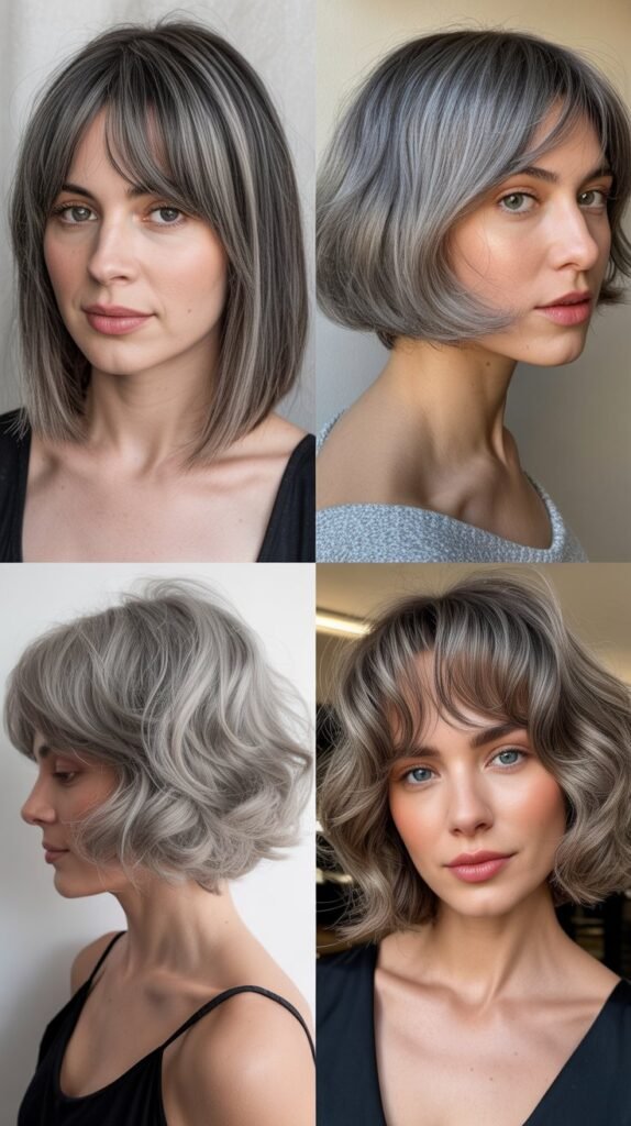  Wispy Bangs with Gray Bob