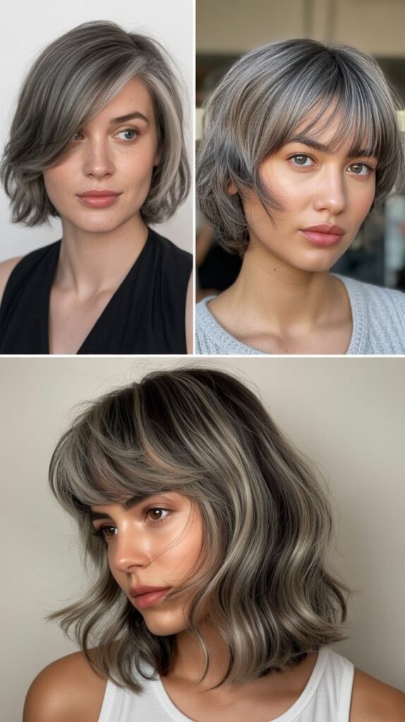 Asymmetrical Bangs with Gray Lob
