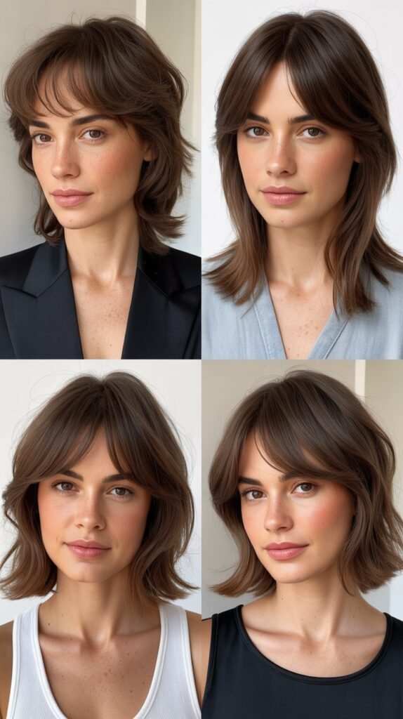 Side-Parted Wispy Bangs With Stacked Layers