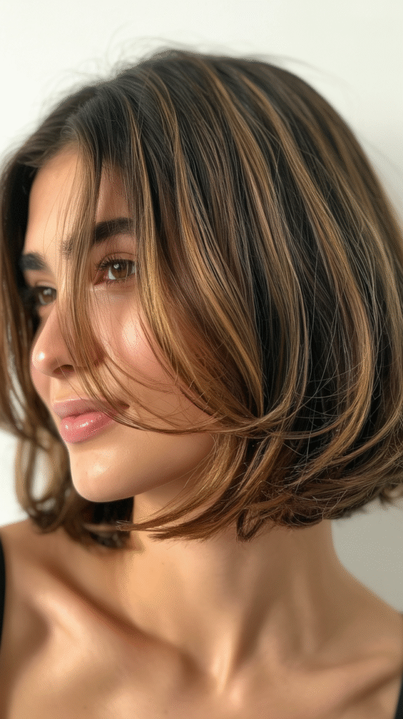 Dramatic Side-Swept Bangs with Gilded Blonde Luxury