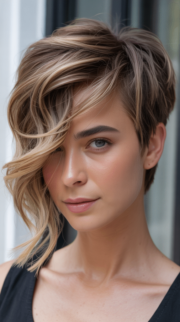 The Textured Side-Swept Pixie Grow-Out