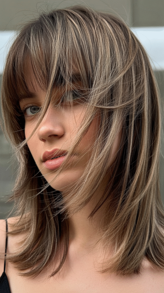  Asymmetrical Curtain Bangs With Razor-Cut Layers