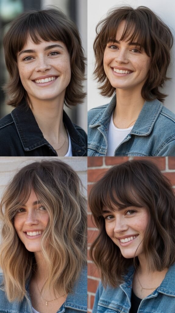 Wispy Bangs With Rounded Shag Layers: Soft Rebellion