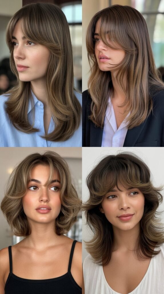 Wispy Curtain Bangs With Butterfly Layering