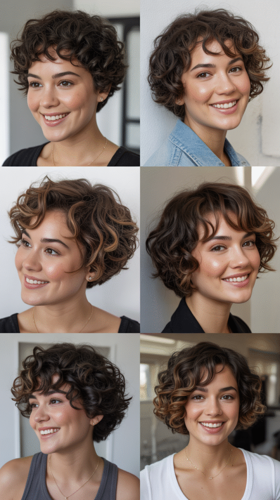 Short Curly Cuts with Color Highlights