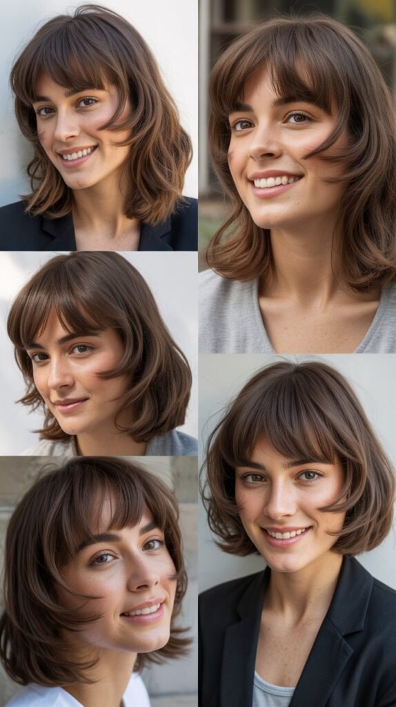 Wispy Graduated Fringe With Face-Framing Chunks