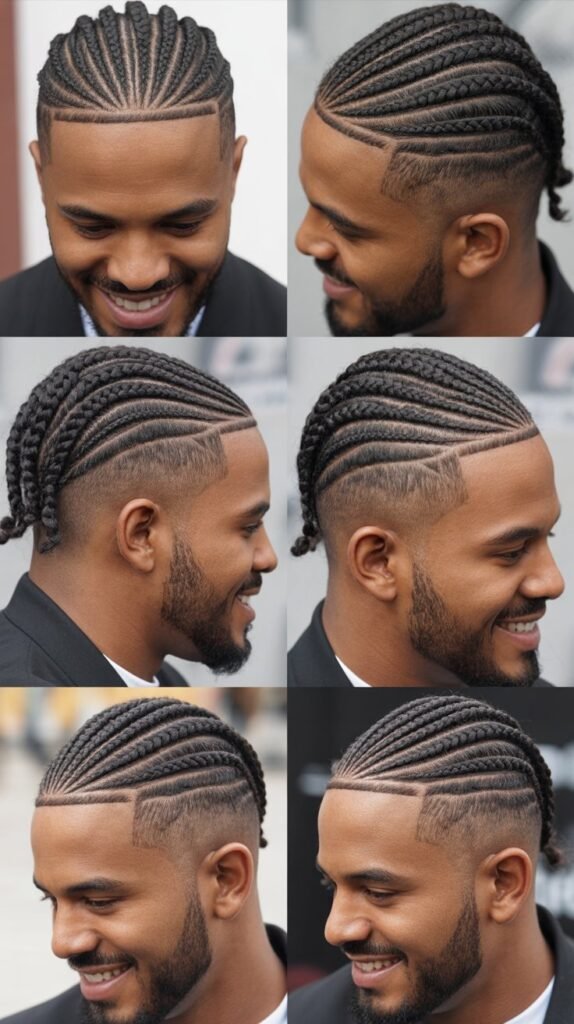 Temp Fade With Crown Cornrows