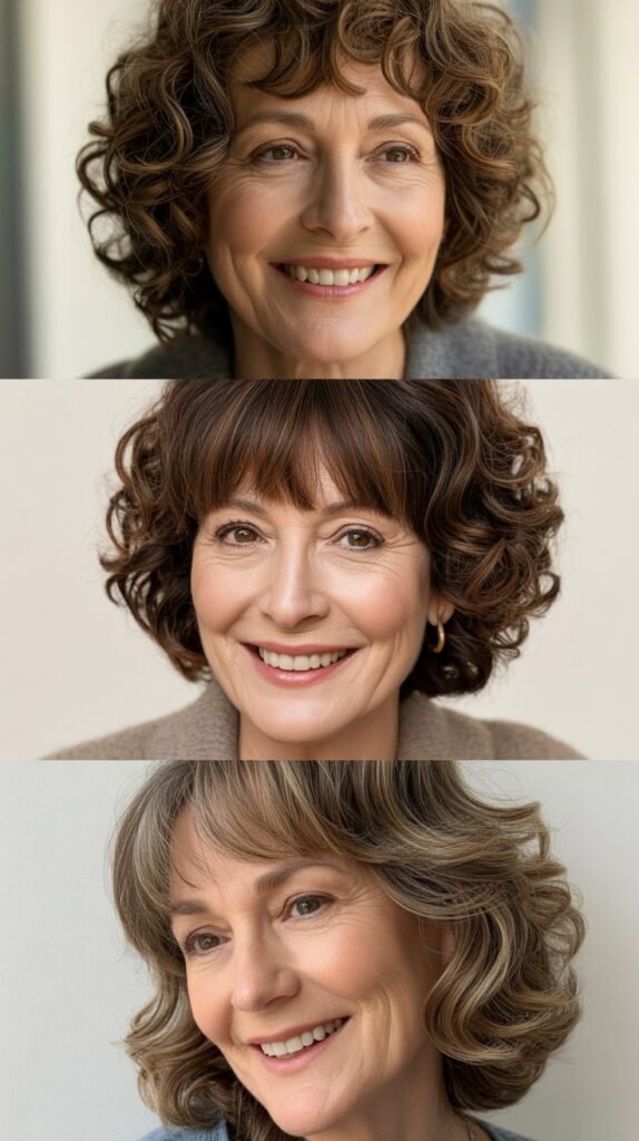 Curly Lob with Full Bangs