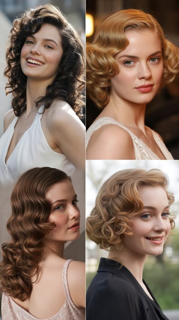 Curly Side Part: Vintage Glamour