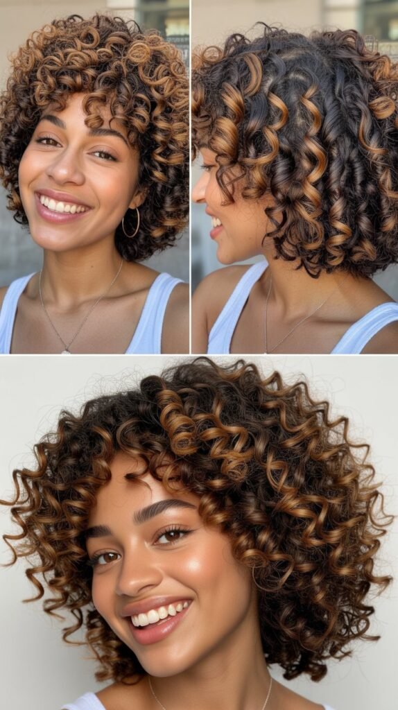  Twist-Out Style With Caramel Highlights