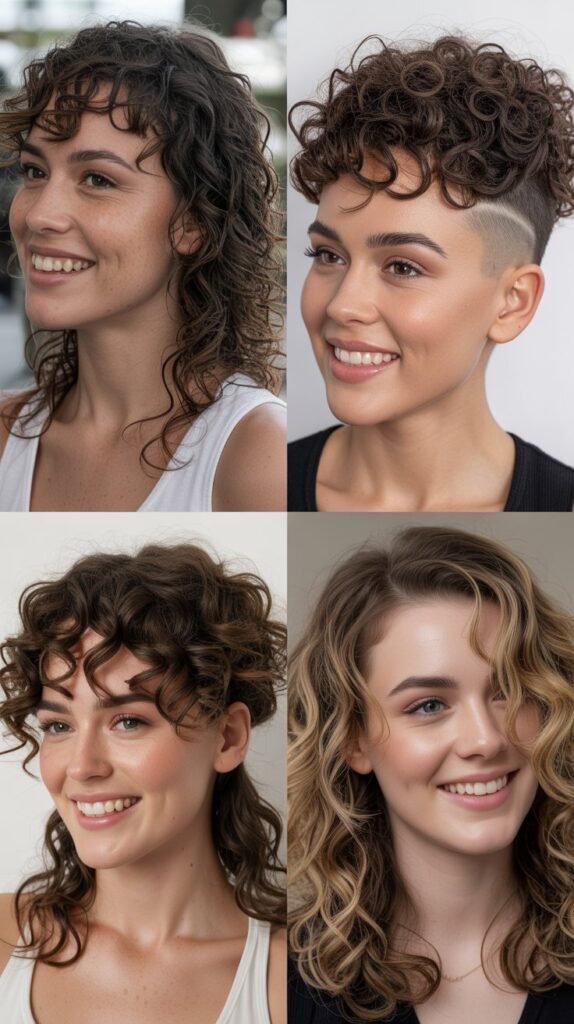 Curly Mullet with Faded Sides