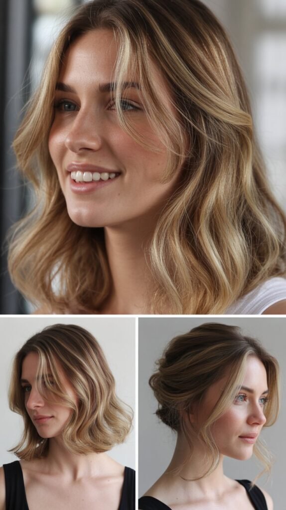 Golden Blonde Face-Framing Highlights