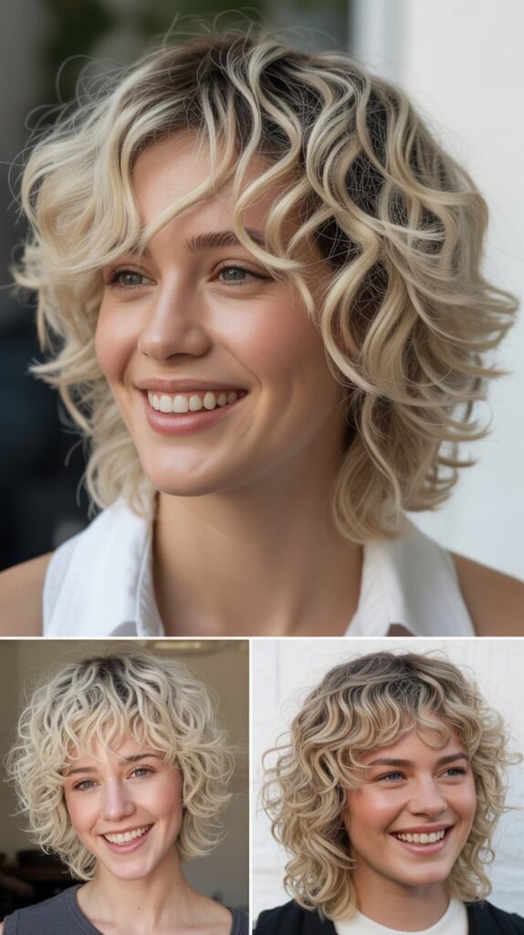 Curly Shag with Platinum Blonde