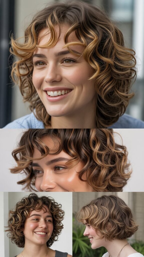 Curly Shag with Face-Framing Highlights