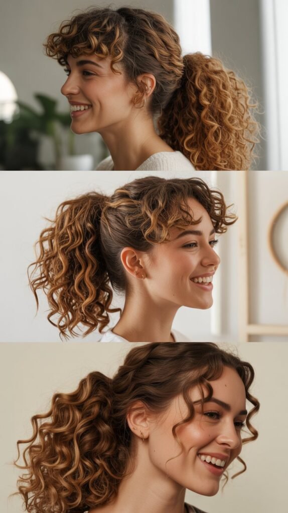  Voluminous Curly Ponytail With Caramel Base