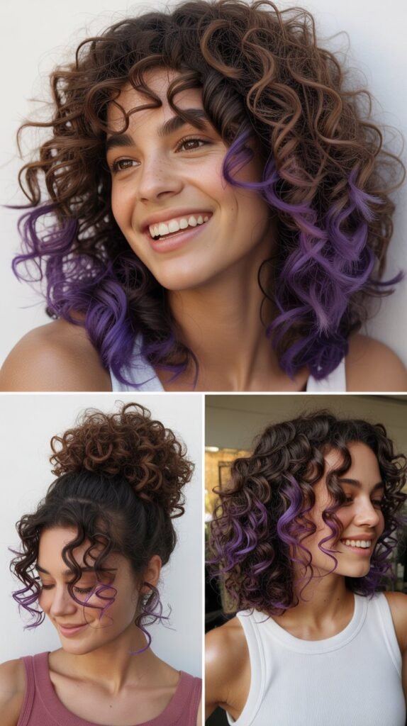 Violet Dip-Dye on Natural Curls