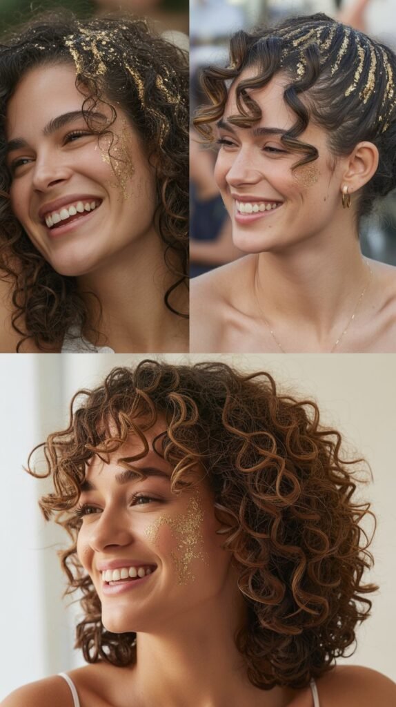 Natural Curls with Gold Dust Accents