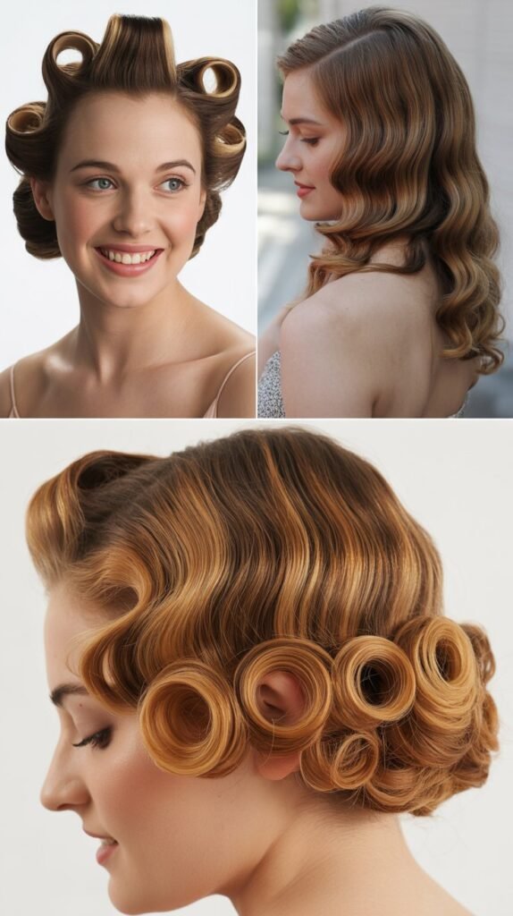 Retro Pin Curls With Caramel Shine