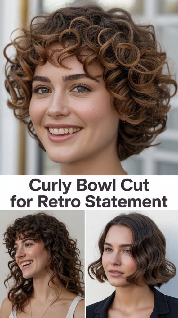 Curly Bowl Cut for Retro Statement