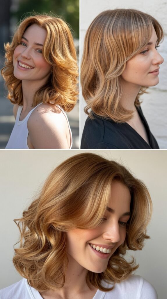 Strawberry Blonde Highlights with Feathered Layers