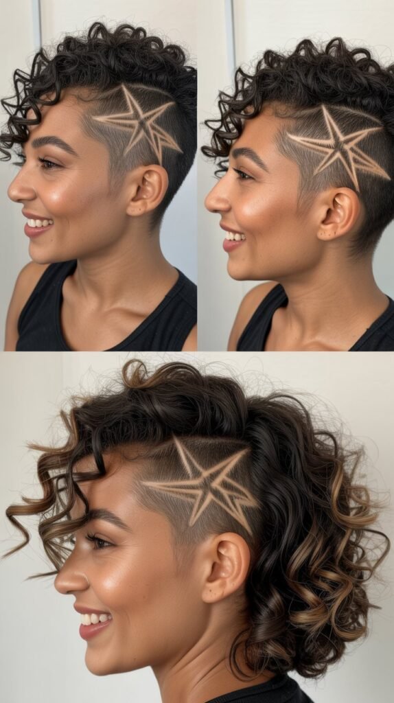Curly Undercut with Star Design