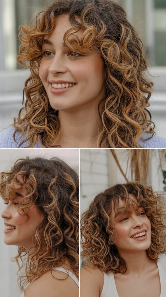 Brushed-Out Curls With Golden Caramel Glow