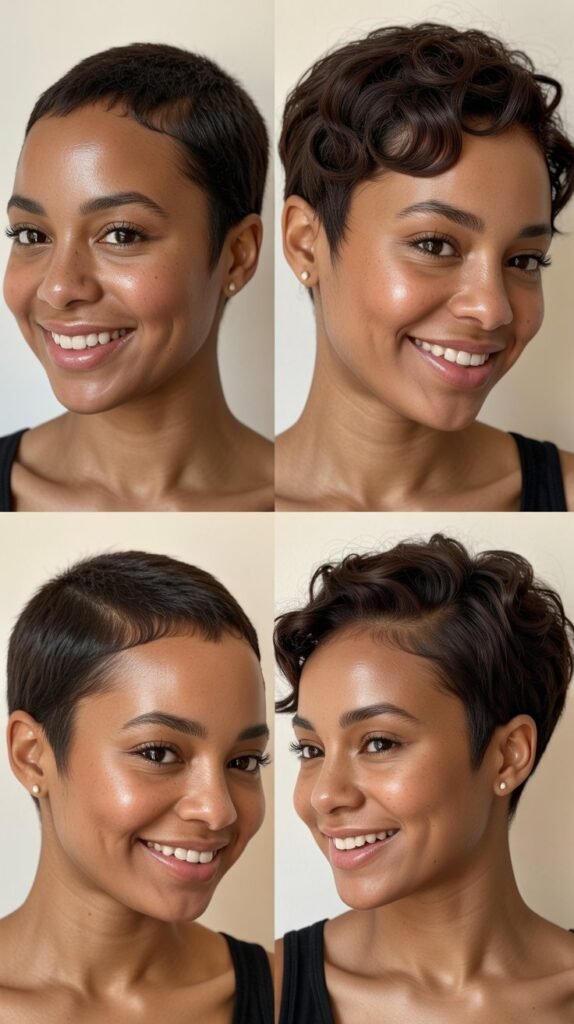  Dark Chocolate Brown Pixie Cut with Tapered Sides