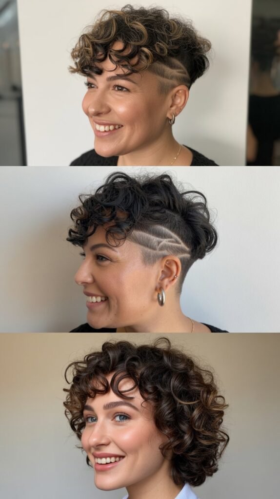 Curly Bowl Cut with Undercut
