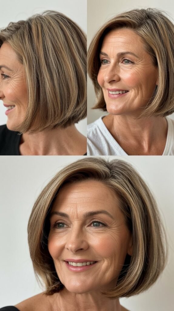 Bob with Crown Layers and Straight Ends