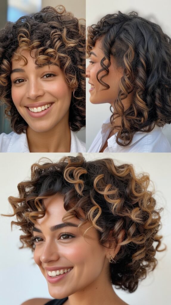  Defined Coils With Melted Caramel Balayage