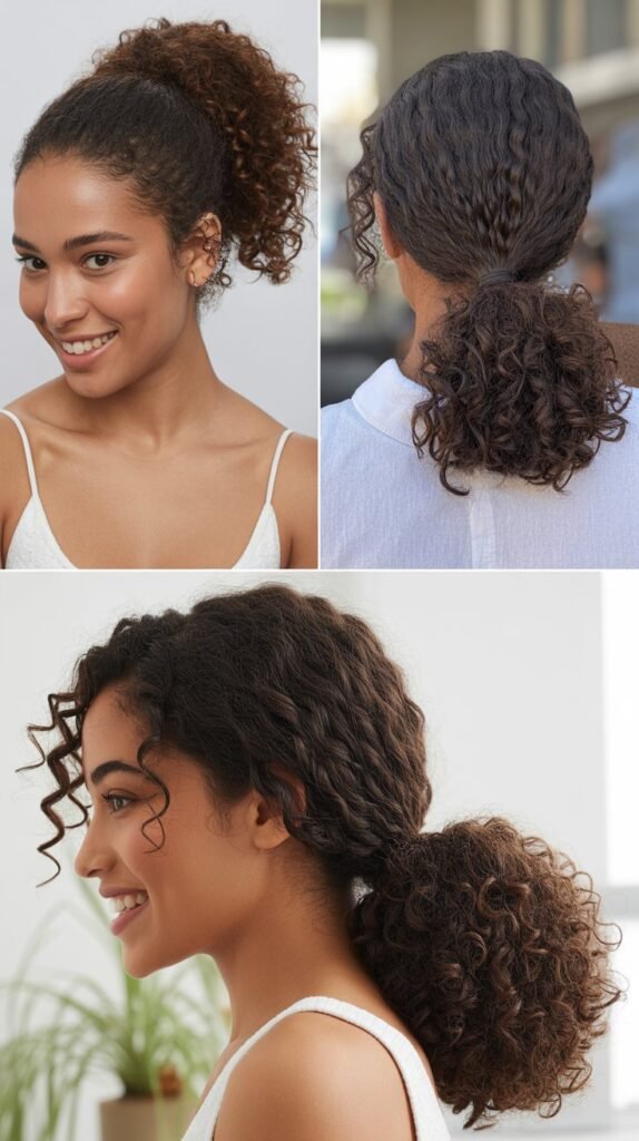 Curly Ponytail with Wrapped Base