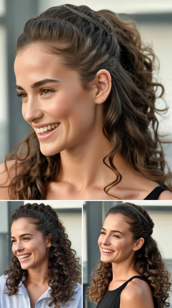  Textured Ponytail Base with Cascading Curls