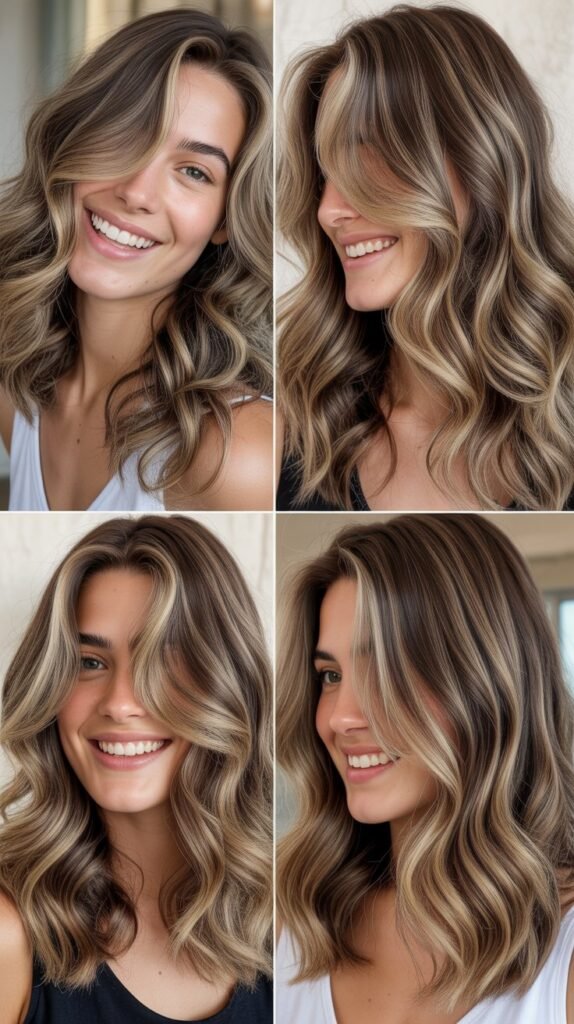  Rose Gold Highlights on Medium Curls