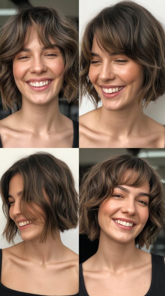 Tousled Lob With Piecey Fringe