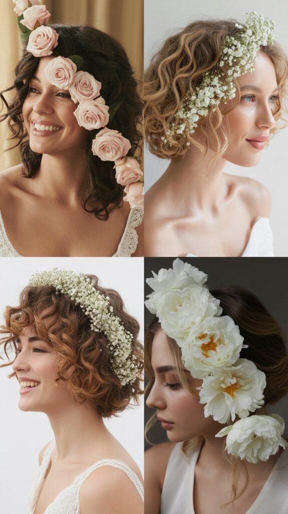 Asymmetrical Curls with Diagonal Flower Placement