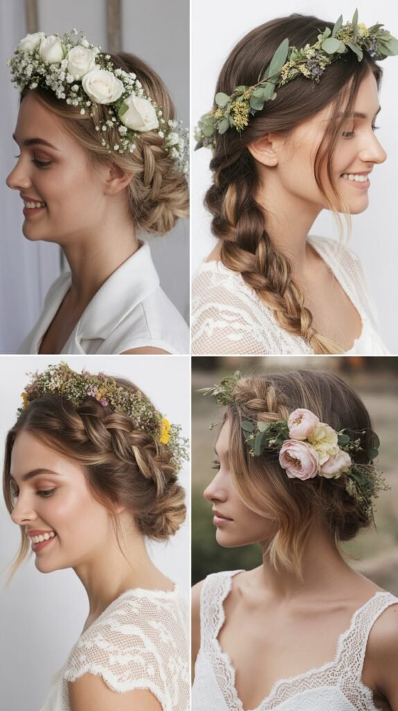  Crown Braid with Fresh Flower Halo