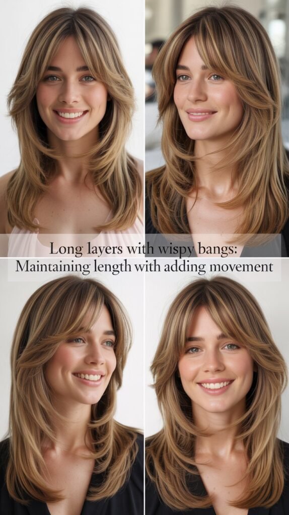 Long Layers With Wispy Bangs: Maintaining Length While Adding Movement