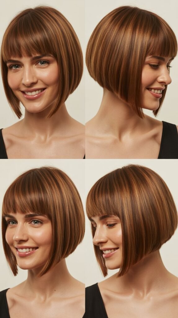Sleek A-Line Bob With Arched Bangs