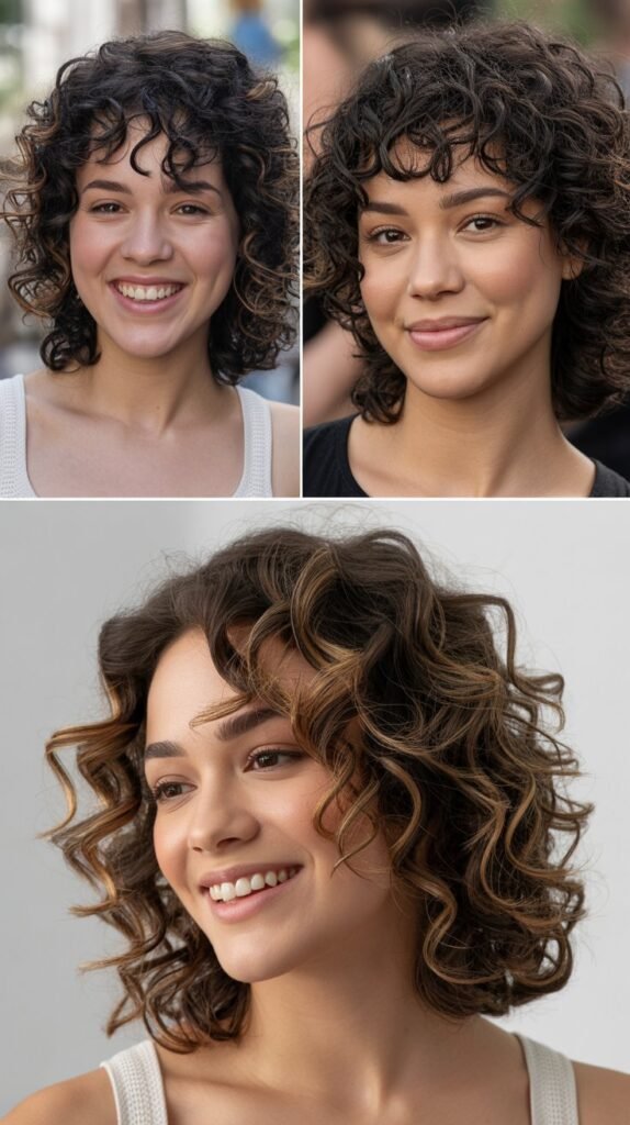 Shoulder-Length Curls with Invisible Layers
