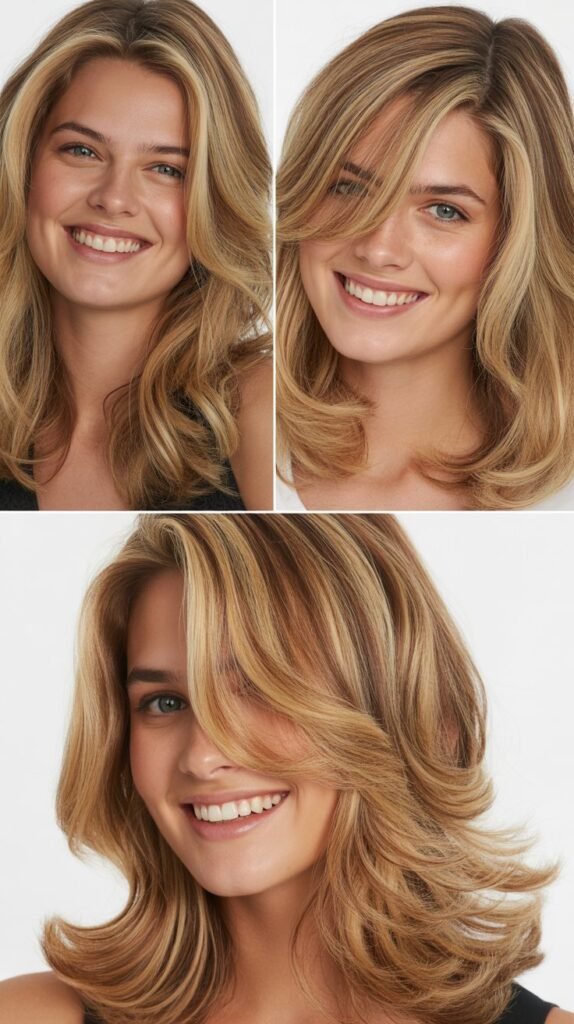 . Sandy Blonde Highlights with Multi-Length Layers