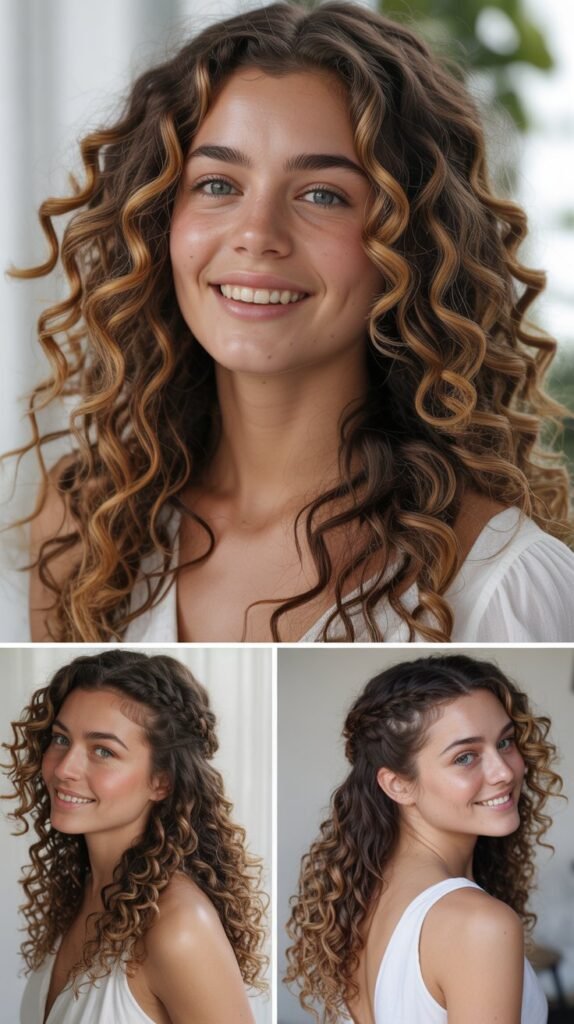 Long Cascading Curls With Honey Caramel Highlights