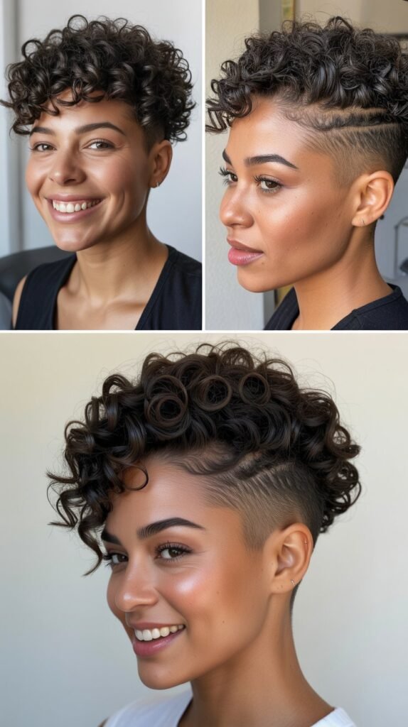 Curly Hair with Tapered Sides and Back