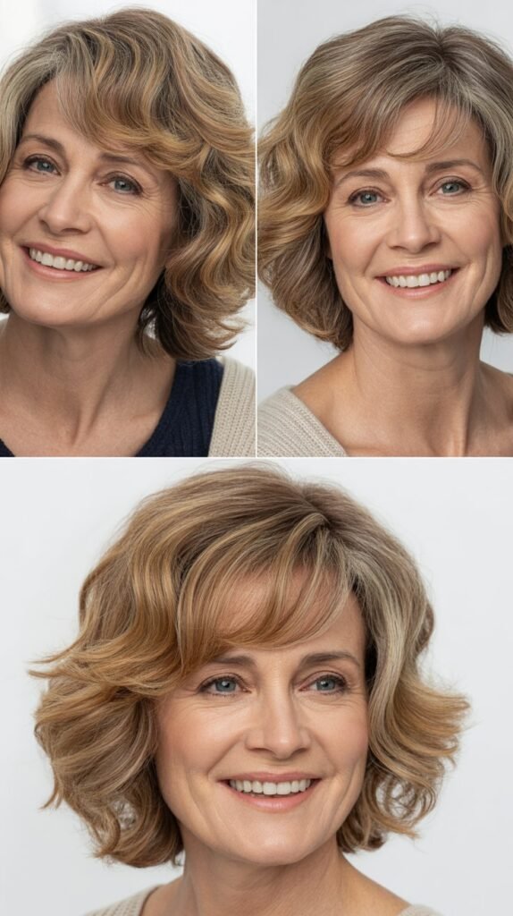 Wavy A-Line with Side-Swept Bangs