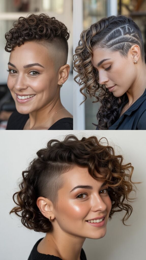 Asymmetrical Curly Undercut