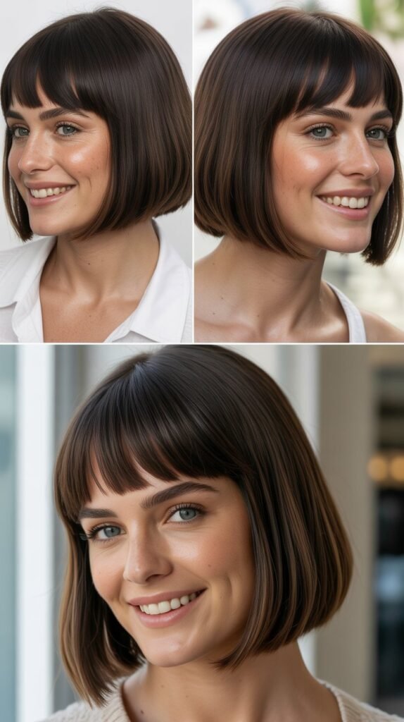  Sleek Chin-Length Bob With Blunt Bangs
