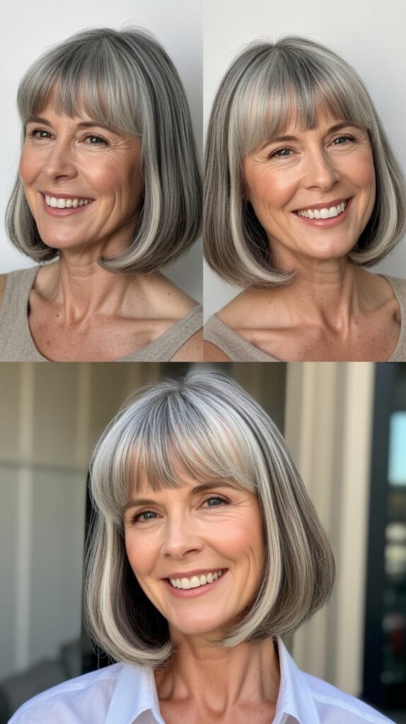  Straight-Across Lob with Baby Bangs