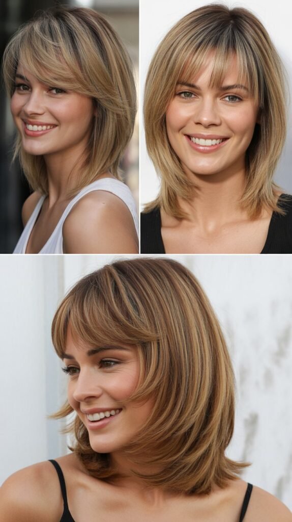 Wispy Bangs With Layered Lob (Long Bob)